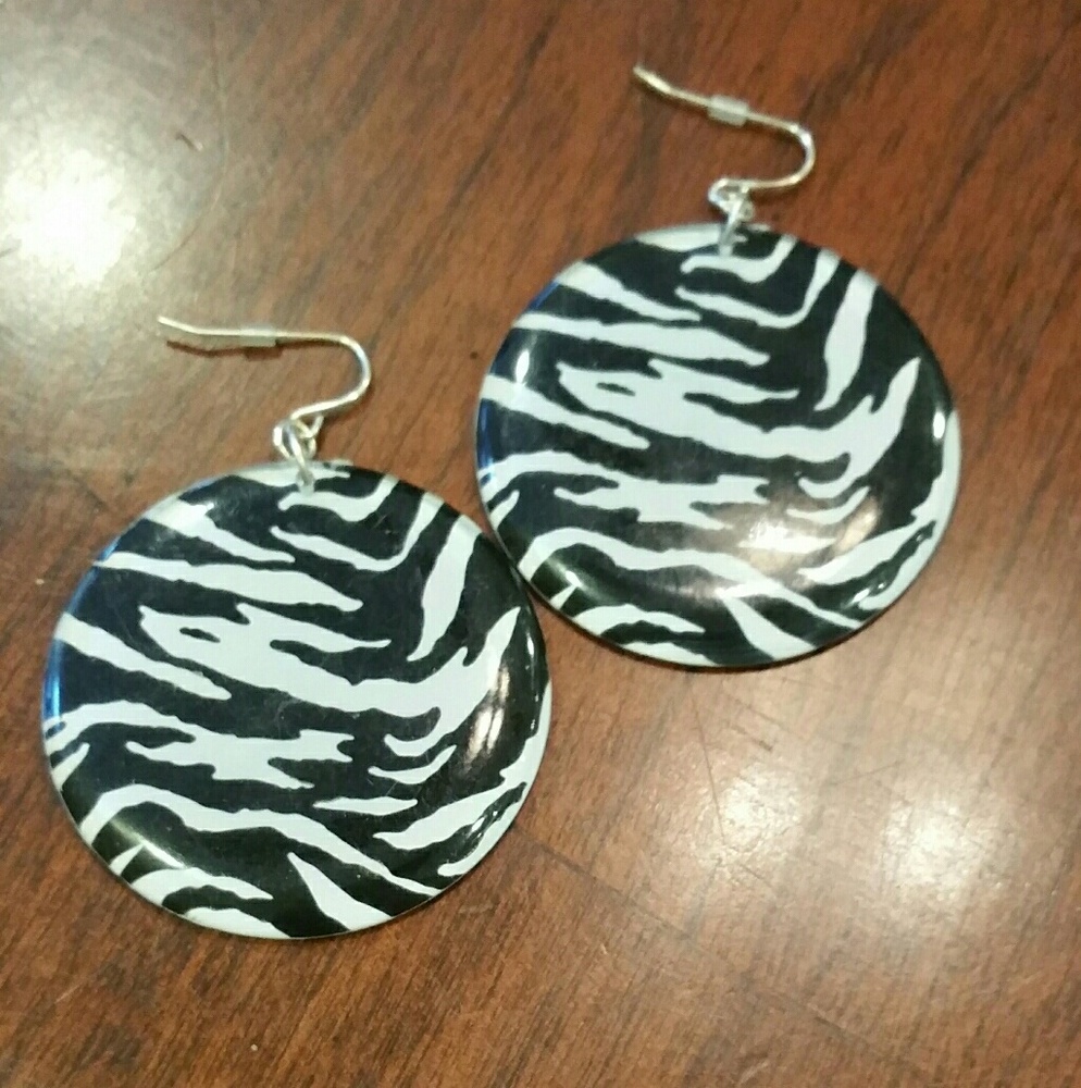 Zebra fishhook earrings